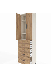 Arges Dolap 3 Raflı 5 Çekmeceli 2 Kapaklı 60x30x221 Aytaşı-Çam