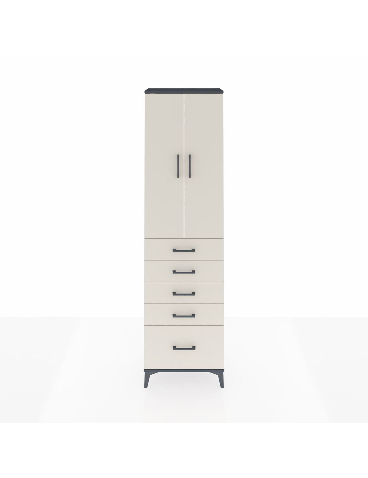 Arges Dolap 3 Raflı 5 Çekmeceli 2 Kapaklı 60x30x221 Antrasit-Aytaşı