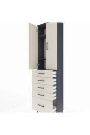 Arges Dolap 3 Raflı 5 Çekmeceli 2 Kapaklı 60x30x221 Antrasit-Aytaşı