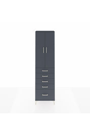 Arges Dolap 3 Raflı 5 Çekmeceli 2 Kapaklı 60x30x221 Antrasit-Antrasit