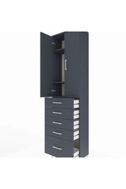 Arges Dolap 3 Raflı 5 Çekmeceli 2 Kapaklı 60x30x221 Antrasit-Antrasit