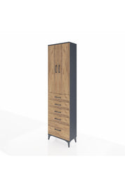 Arges Dolap 3 Raflı 5 Çekmeceli 2 Kapaklı 60x30x221 Antrasit-Çam