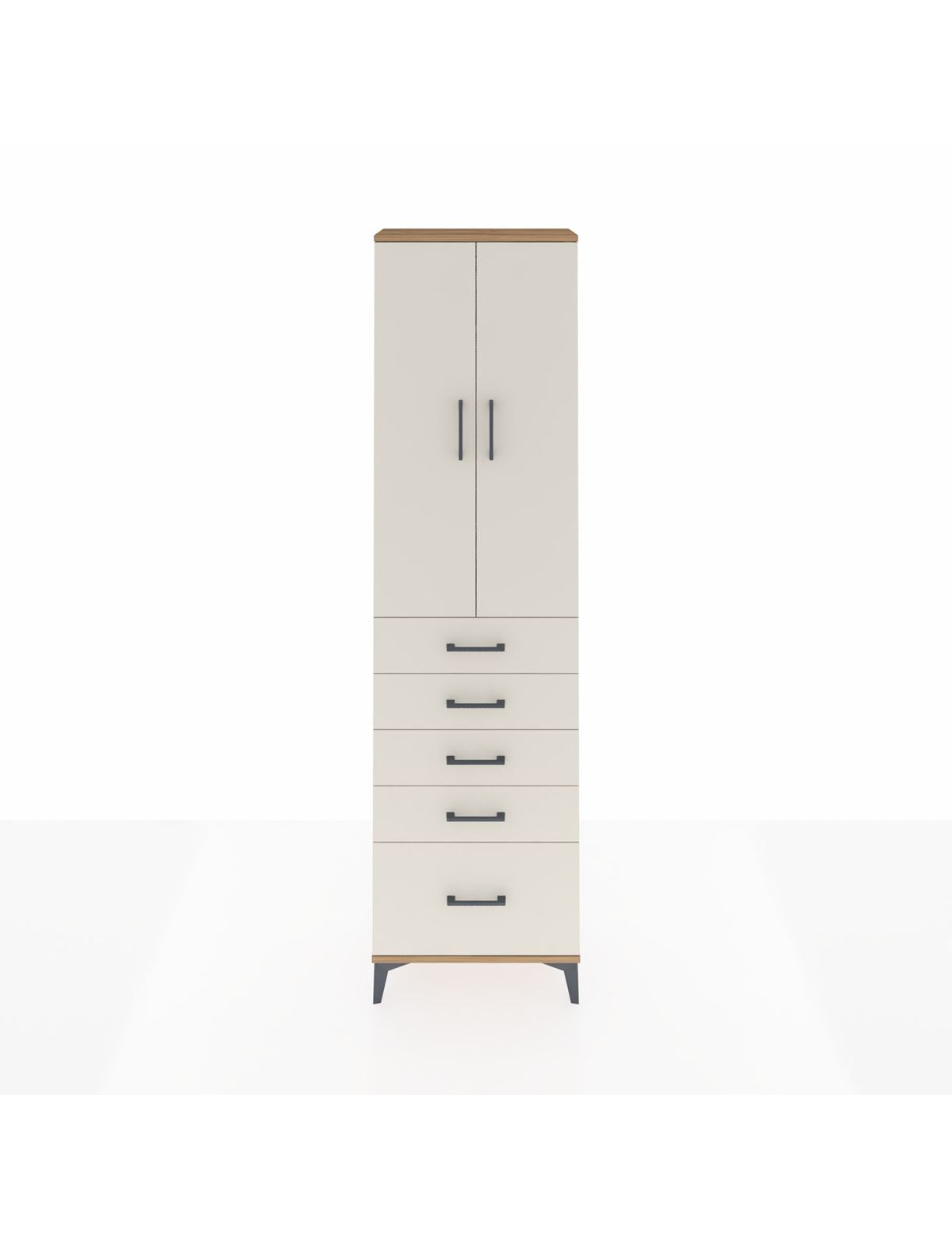 Arges Dolap 3 Raflı 5 Çekmeceli 2 Kapaklı 60x30x221 Çam-Aytaşı