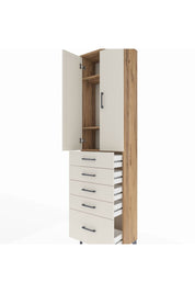 Arges Dolap 3 Raflı 5 Çekmeceli 2 Kapaklı 60x30x221 Çam-Aytaşı