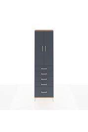 Arges Dolap 3 Raflı 5 Çekmeceli 2 Kapaklı 60x30x221 Çam-Antrasit