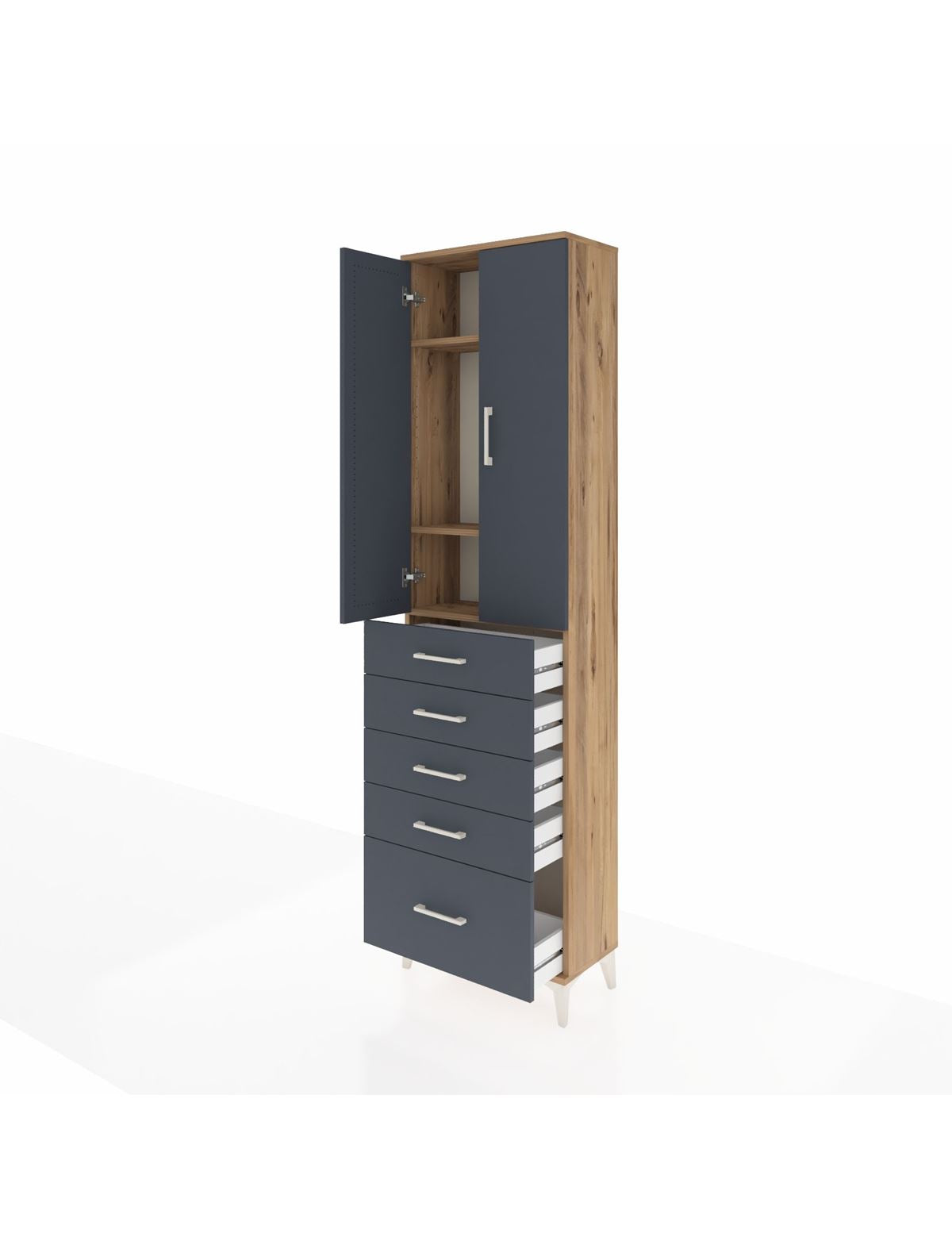 Arges Dolap 3 Raflı 5 Çekmeceli 2 Kapaklı 60x30x221 - S29M113V8A