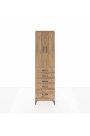 Arges Dolap 3 Raflı 5 Çekmeceli 2 Kapaklı 60x30x221 Çam-Çam