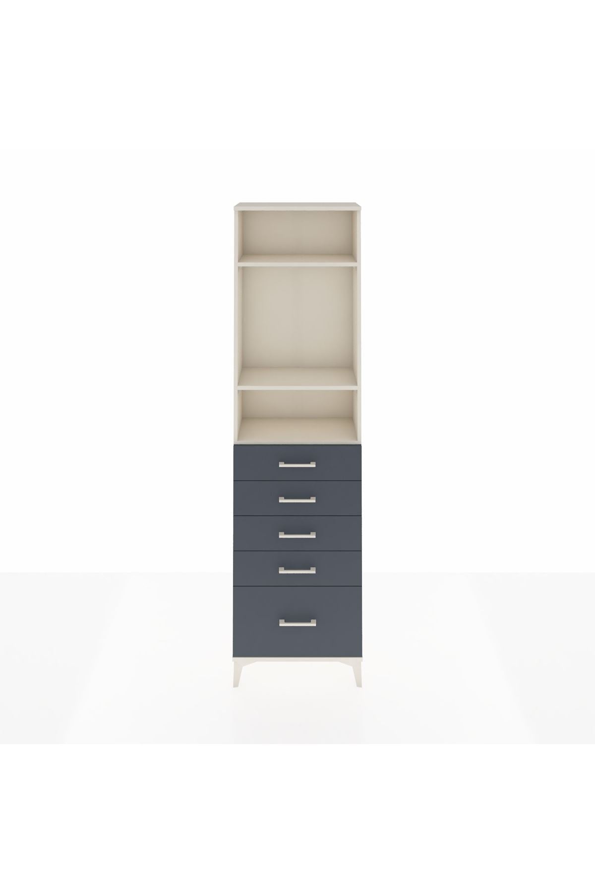 Arges Dolap 3 Raflı 5 Çekmeceli 60x30x221 Aytaşı-Antrasit