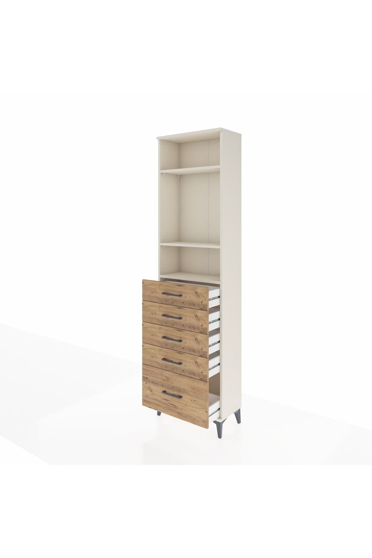 Arges Dolap 3 Raflı 5 Çekmeceli 60x30x221 Aytaşı-Çam