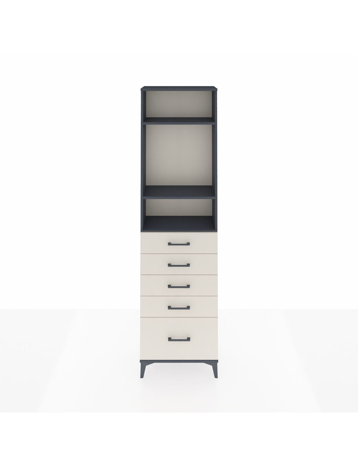 Arges Dolap 3 Raflı 5 Çekmeceli 60x30x221 Antrasit-Aytaşı