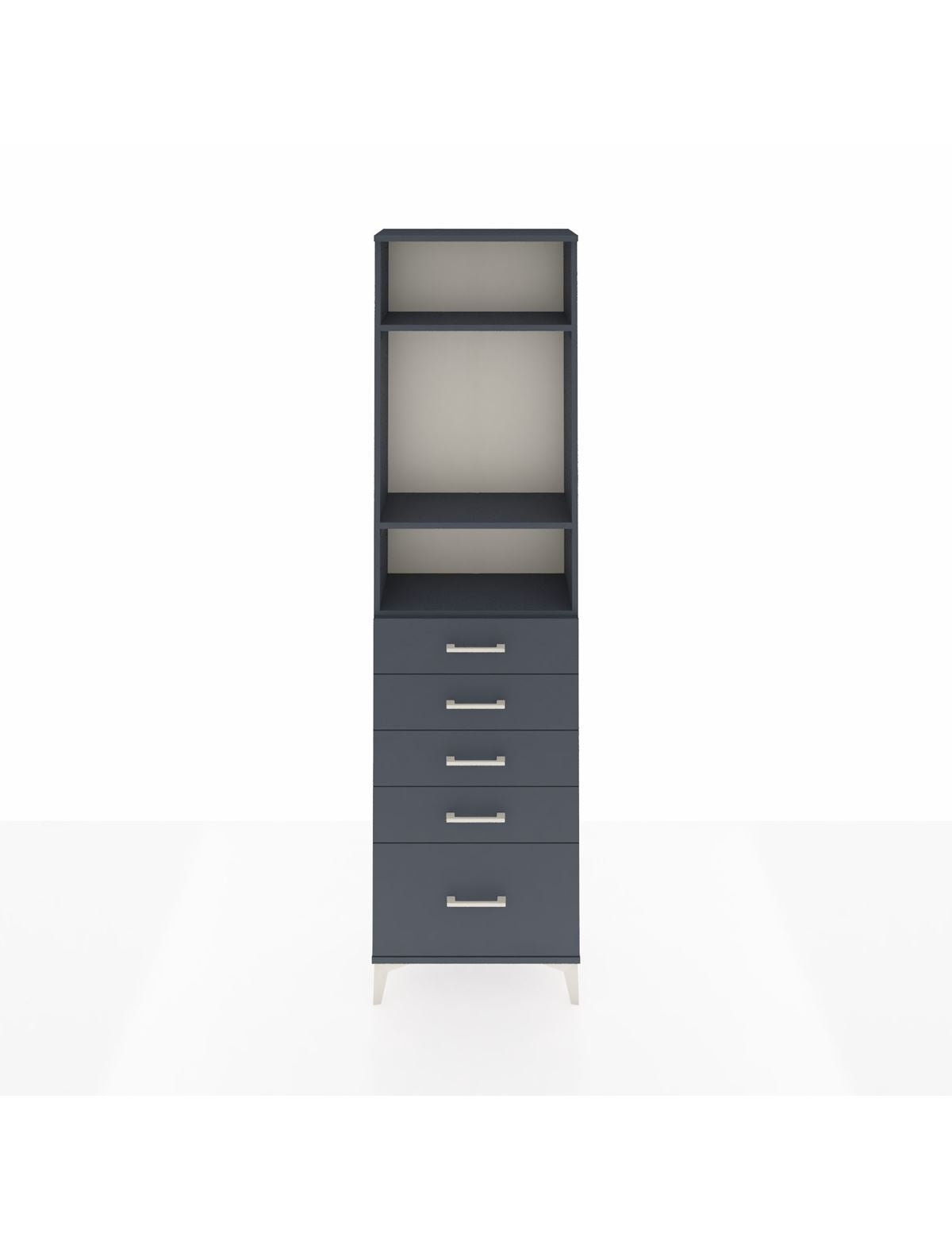 Arges Dolap 3 Raflı 5 Çekmeceli 60x30x221 Antrasit-Antrasit