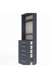 Arges Dolap 3 Raflı 5 Çekmeceli 60x30x221 Antrasit-Antrasit