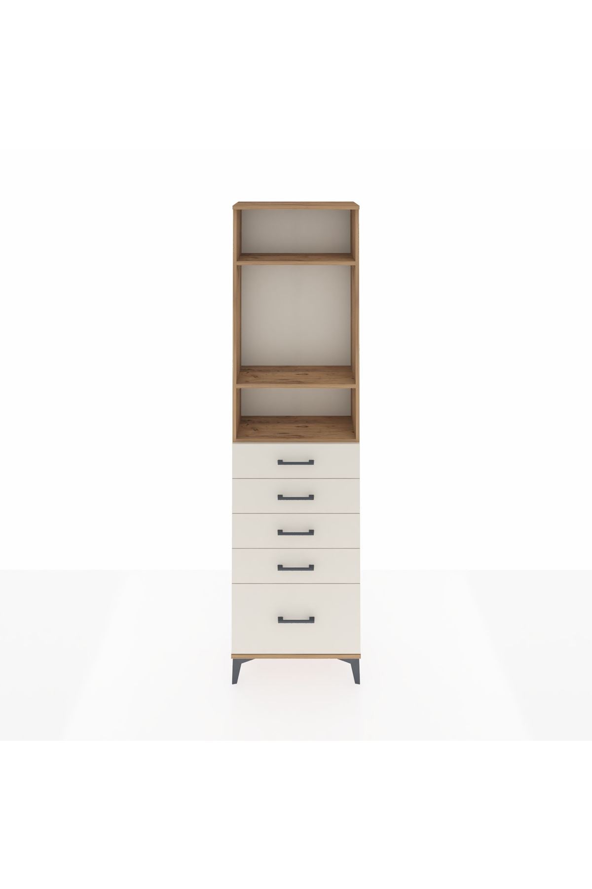 Arges Dolap 3 Raflı 5 Çekmeceli 60x30x221 Çam-Aytaşı