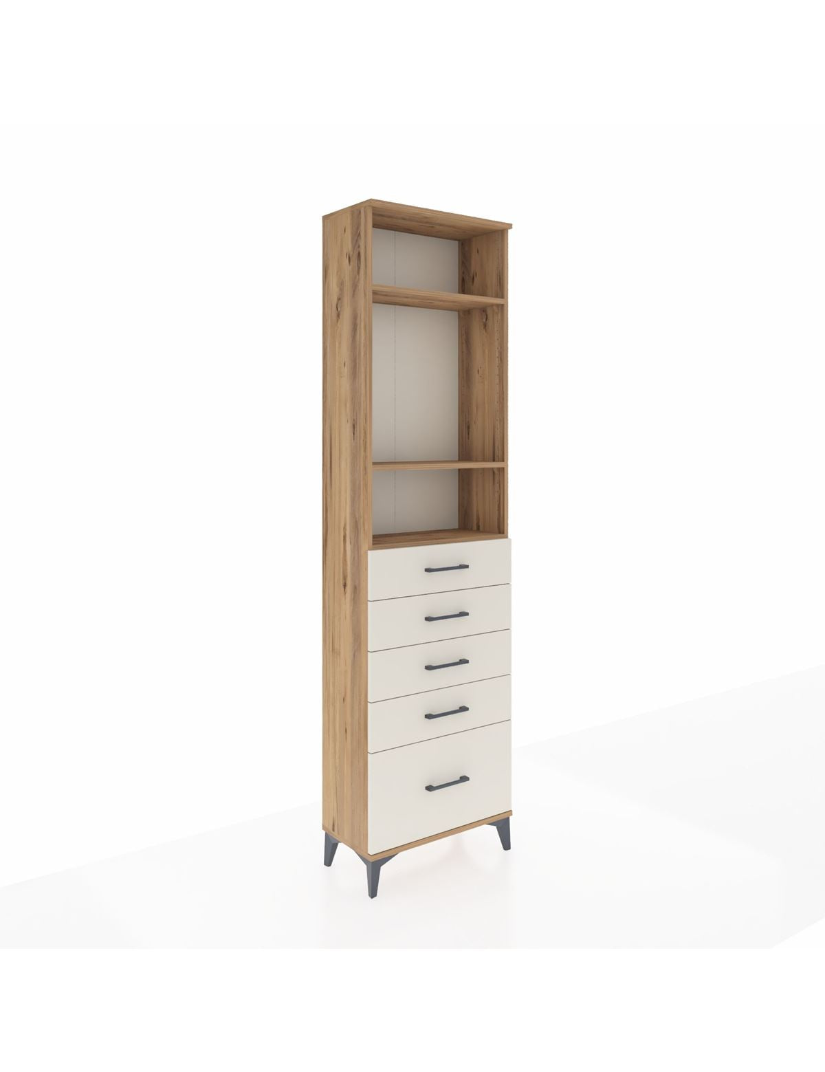 Arges Dolap 3 Raflı 5 Çekmeceli 60x30x221 Çam-Aytaşı