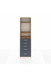 Arges Dolap 3 Raflı 5 Çekmeceli 60x30x221 Çam-Antrasit