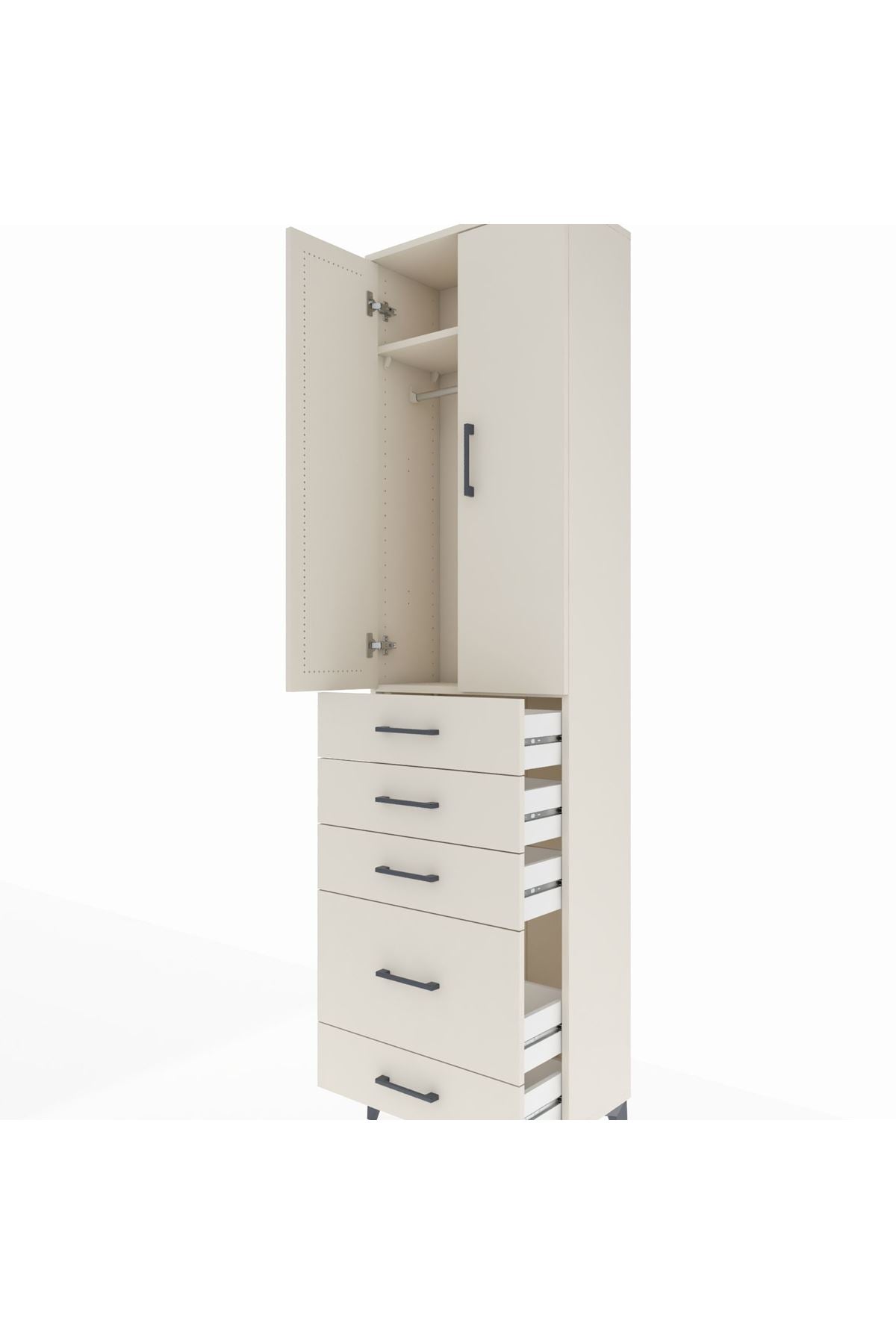 Arges Dolap 2 Raflı 5 Çekmeceli Tek Askılı 60x30x221 Aytaşı-Aytaşı