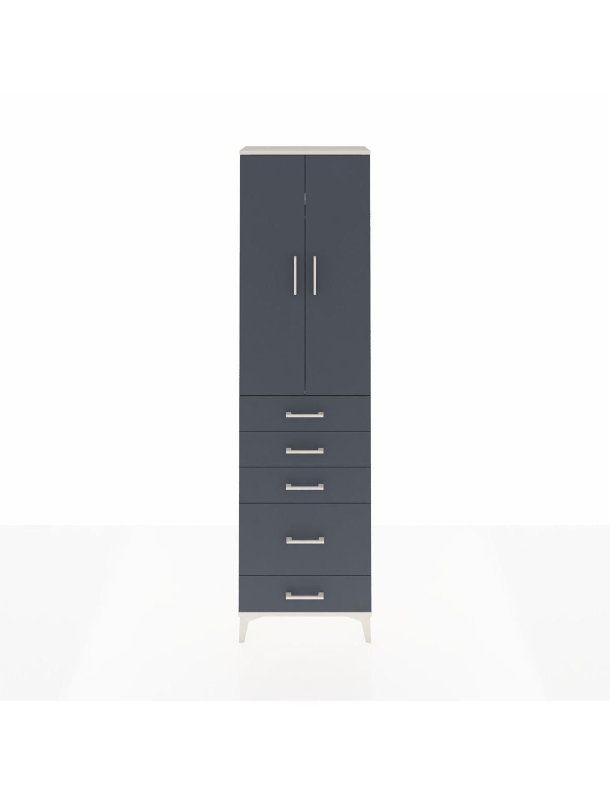 Arges Dolap 2 Raflı 5 Çekmeceli Tek Askılı 60x30x221 Aytaşı-Antrasit