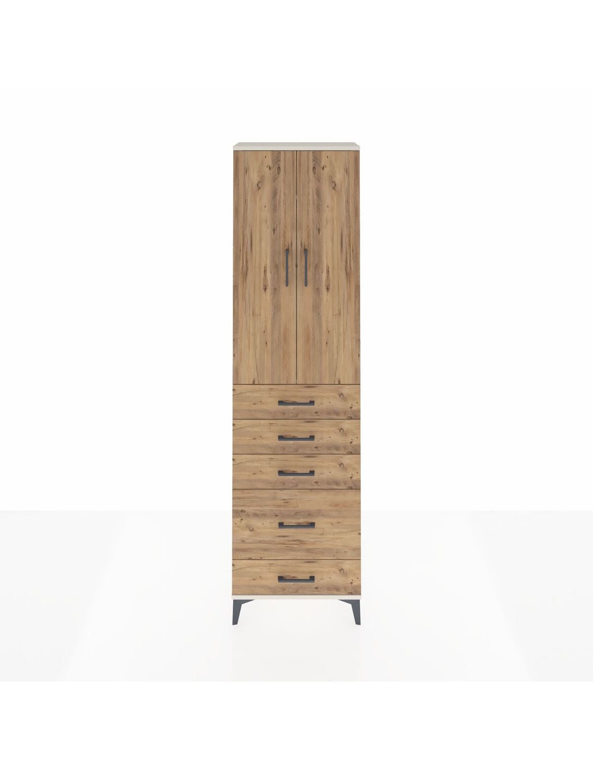 Arges Dolap 2 Raflı 5 Çekmeceli Tek Askılı 60x30x221 Aytaşı-Çam