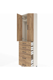 Arges Dolap 2 Raflı 5 Çekmeceli Tek Askılı 60x30x221 Aytaşı-Çam