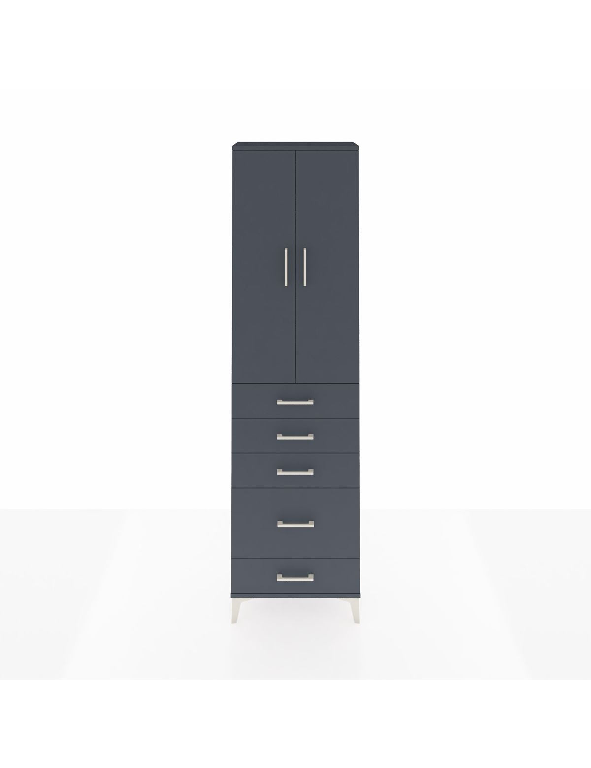 Arges Dolap 2 Raflı 5 Çekmeceli Tek Askılı 60x30x221 Antrasit-Antrasit