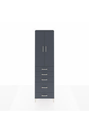 Arges Dolap 2 Raflı 5 Çekmeceli Tek Askılı 60x30x221 Antrasit-Antrasit