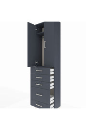 Arges Dolap 2 Raflı 5 Çekmeceli Tek Askılı 60x30x221 Antrasit-Antrasit