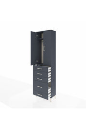 Arges Dolap 2 Raflı 5 Çekmeceli Tek Askılı 60x30x221 Antrasit-Antrasit