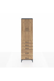 Arges Dolap 2 Raflı 5 Çekmeceli Tek Askılı 60x30x221 Antrasit-Çam