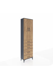 Arges Dolap 2 Raflı 5 Çekmeceli Tek Askılı 60x30x221 Antrasit-Çam