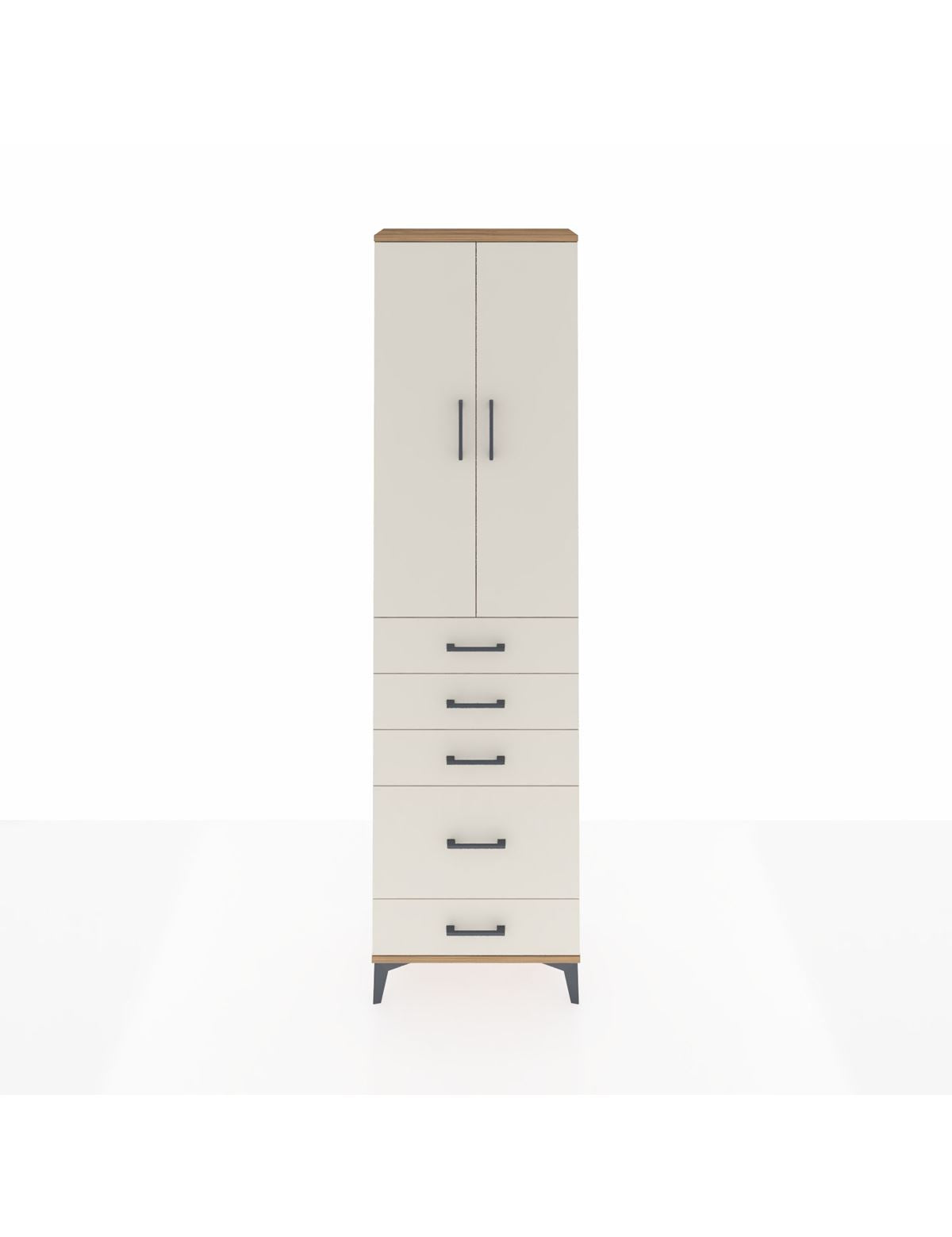 Arges Dolap 2 Raflı 5 Çekmeceli Tek Askılı 60x30x221 Çam-Aytaşı