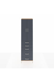 Arges Dolap 2 Raflı 5 Çekmeceli Tek Askılı 60x30x221 Çam-Antrasit