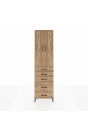Arges Dolap 2 Raflı 5 Çekmeceli Tek Askılı 60x30x221 Çam-Çam