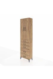 Arges Dolap 2 Raflı 5 Çekmeceli Tek Askılı 60x30x221 Çam-Çam
