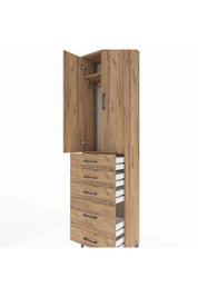 Arges Dolap 2 Raflı 5 Çekmeceli Tek Askılı 60x30x221 Çam-Çam