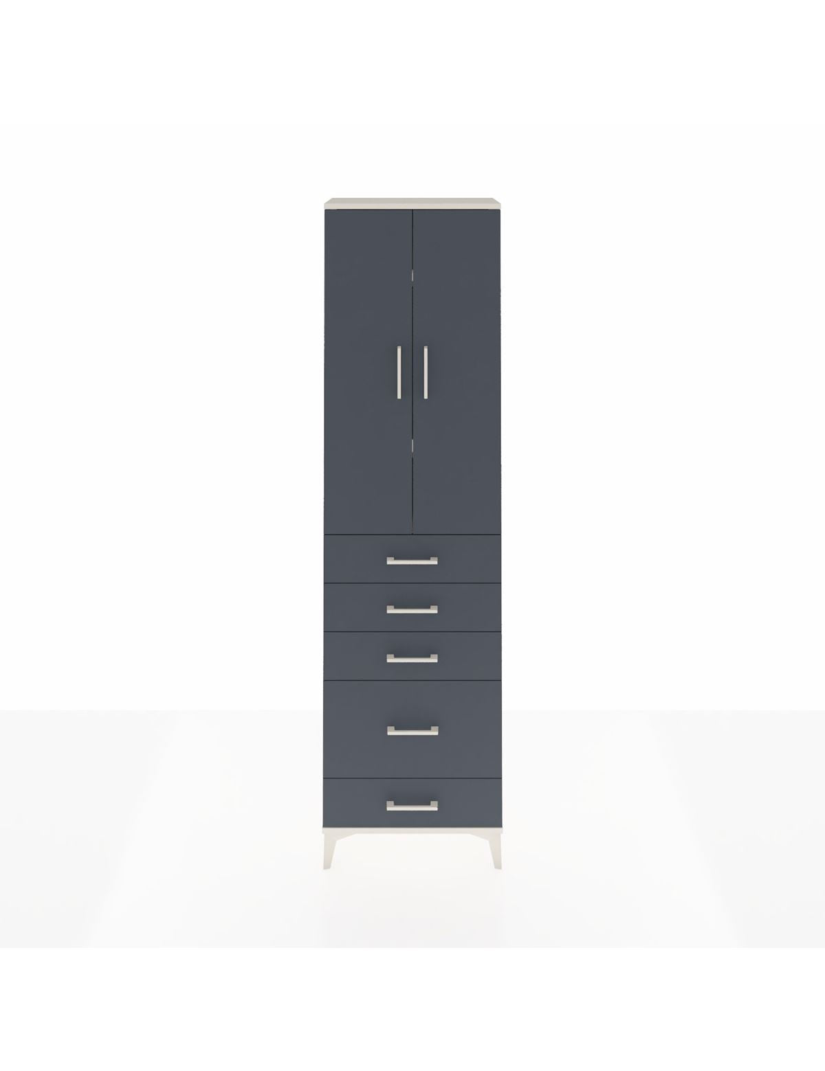 Arges Dolap 3 Raflı 5 Çekmeceli 2 Kapaklı 60x30x221 Aytaşı-Antrasit