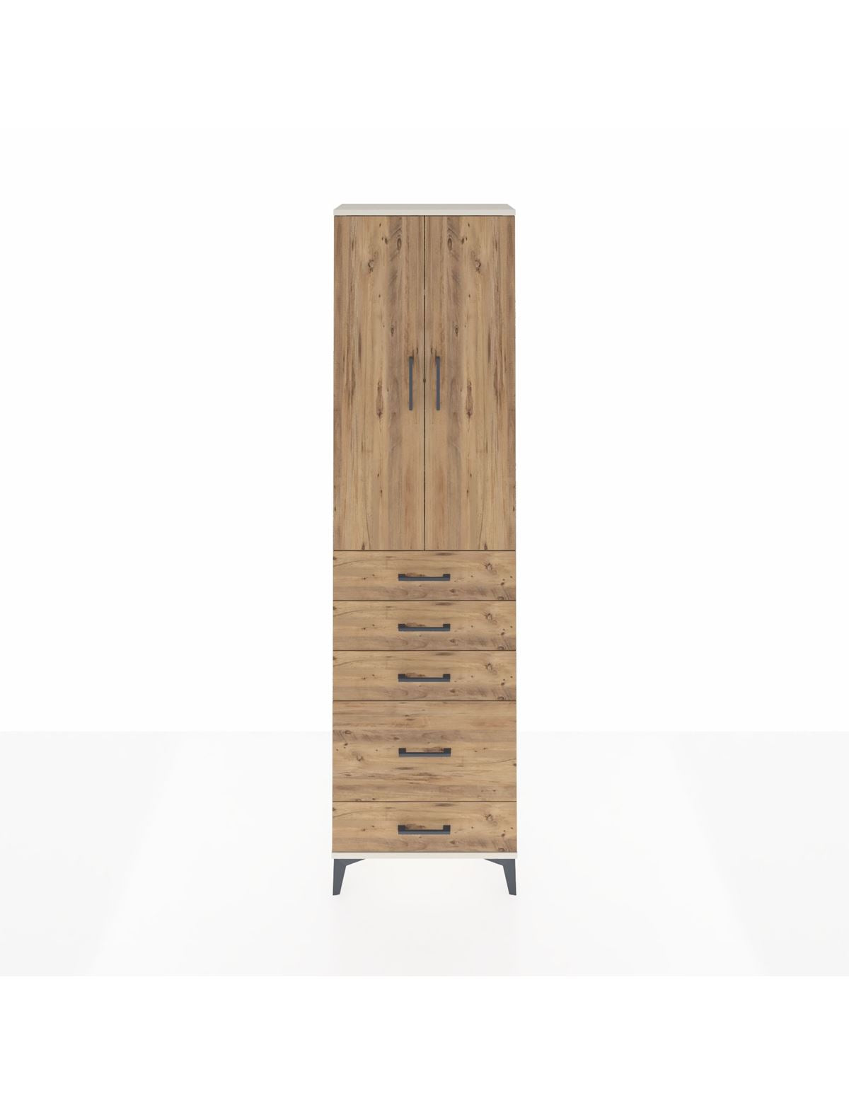 Arges Dolap 3 Raflı 5 Çekmeceli 2 Kapaklı 60x30x221 Aytaşı-Çam