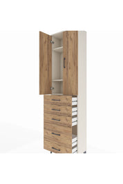 Arges Dolap 3 Raflı 5 Çekmeceli 2 Kapaklı 60x30x221 Aytaşı-Çam