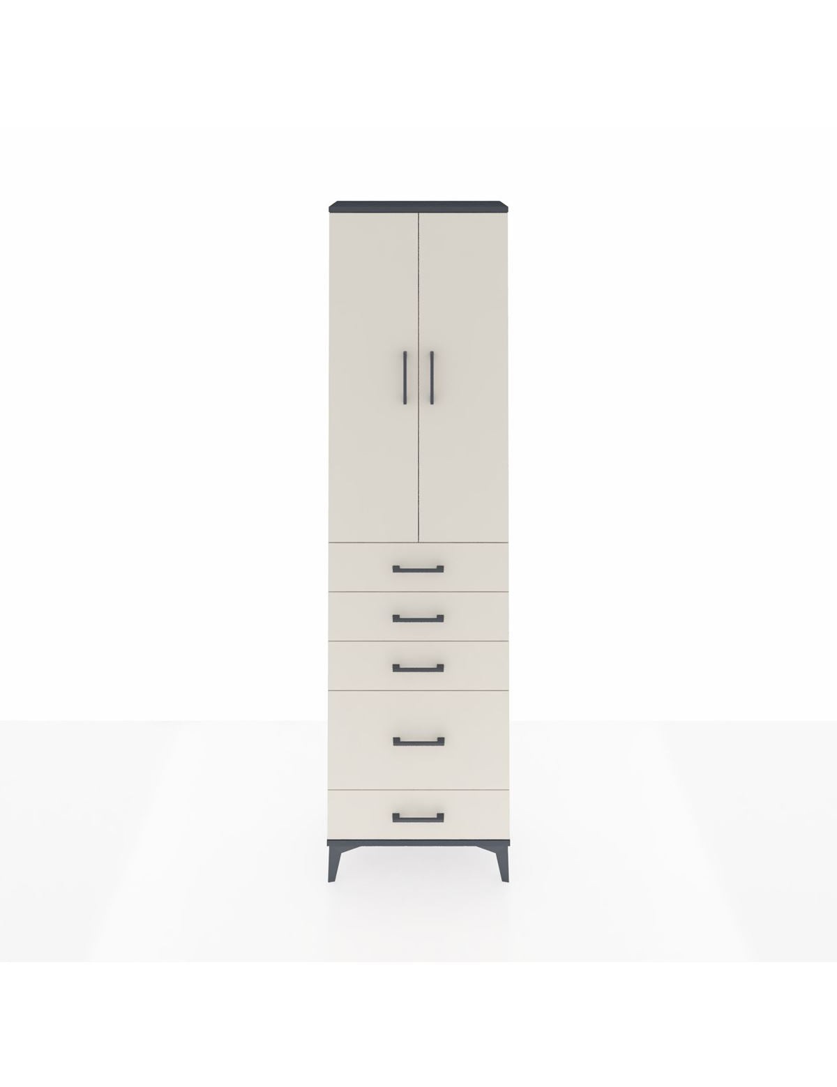 Arges Dolap 3 Raflı 5 Çekmeceli 2 Kapaklı 60x30x221 Antrasit-Aytaşı