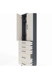 Arges Dolap 3 Raflı 5 Çekmeceli 2 Kapaklı 60x30x221 Antrasit-Aytaşı