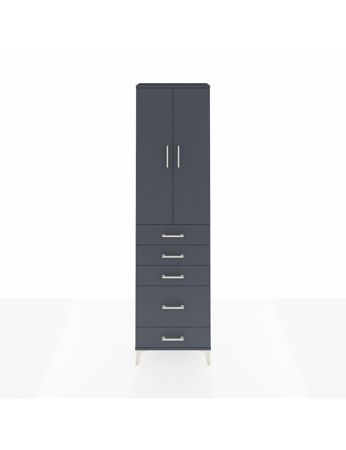 Arges Dolap 3 Raflı 5 Çekmeceli 2 Kapaklı 60x30x221 Antrasit-Antrasit