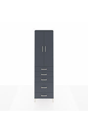 Arges Dolap 3 Raflı 5 Çekmeceli 2 Kapaklı 60x30x221 Antrasit-Antrasit