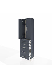 Arges Dolap 3 Raflı 5 Çekmeceli 2 Kapaklı 60x30x221 Antrasit-Antrasit