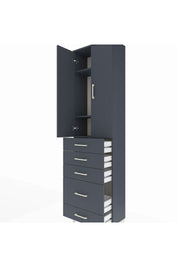 Arges Dolap 3 Raflı 5 Çekmeceli 2 Kapaklı 60x30x221 Antrasit-Antrasit