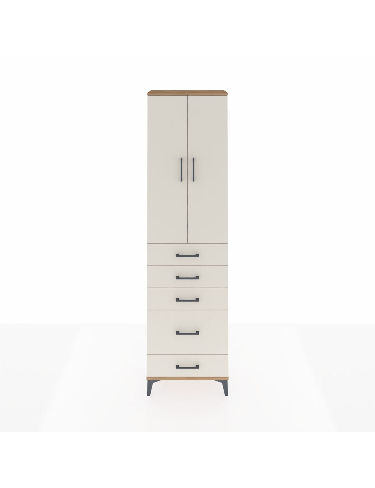 Arges Dolap 3 Raflı 5 Çekmeceli 2 Kapaklı 60x30x221 Çam-Aytaşı