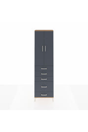 Arges Dolap 3 Raflı 5 Çekmeceli 2 Kapaklı 60x30x221 Çam-Antrasit