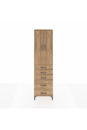 Arges Dolap 3 Raflı 5 Çekmeceli 2 Kapaklı 60x30x221 Çam-Çam