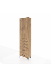 Arges Dolap 3 Raflı 5 Çekmeceli 2 Kapaklı 60x30x221 Çam-Çam