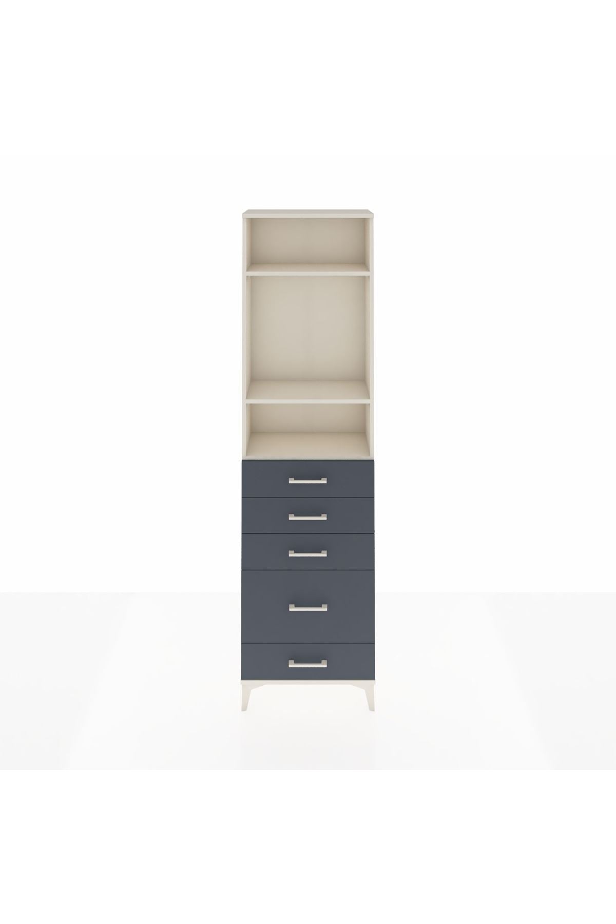 Arges Dolap 3 Raflı 5 Çekmeceli 60x30x221 Aytaşı-Antrasit