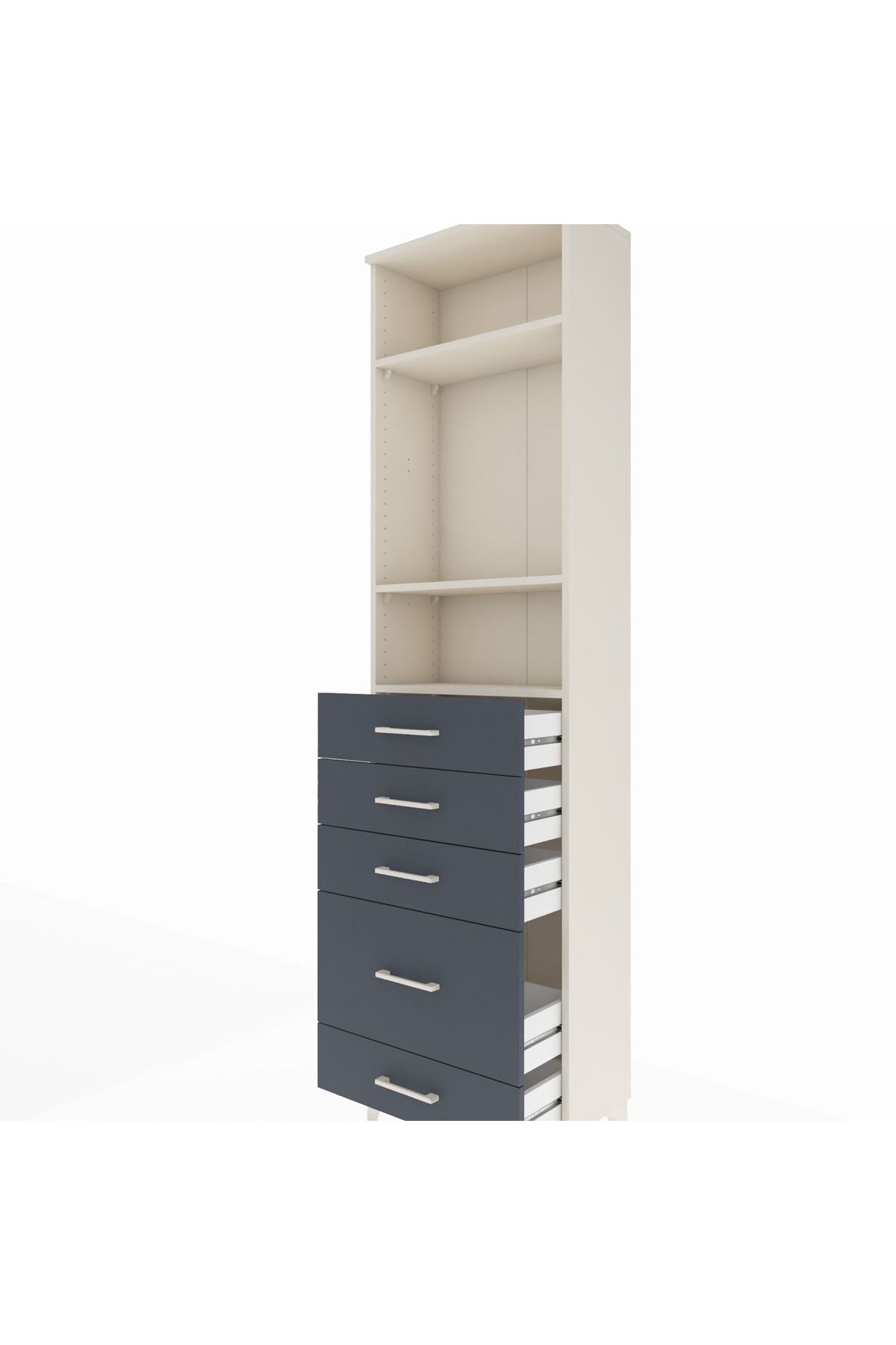 Arges Dolap 3 Raflı 5 Çekmeceli 60x30x221 Aytaşı-Antrasit