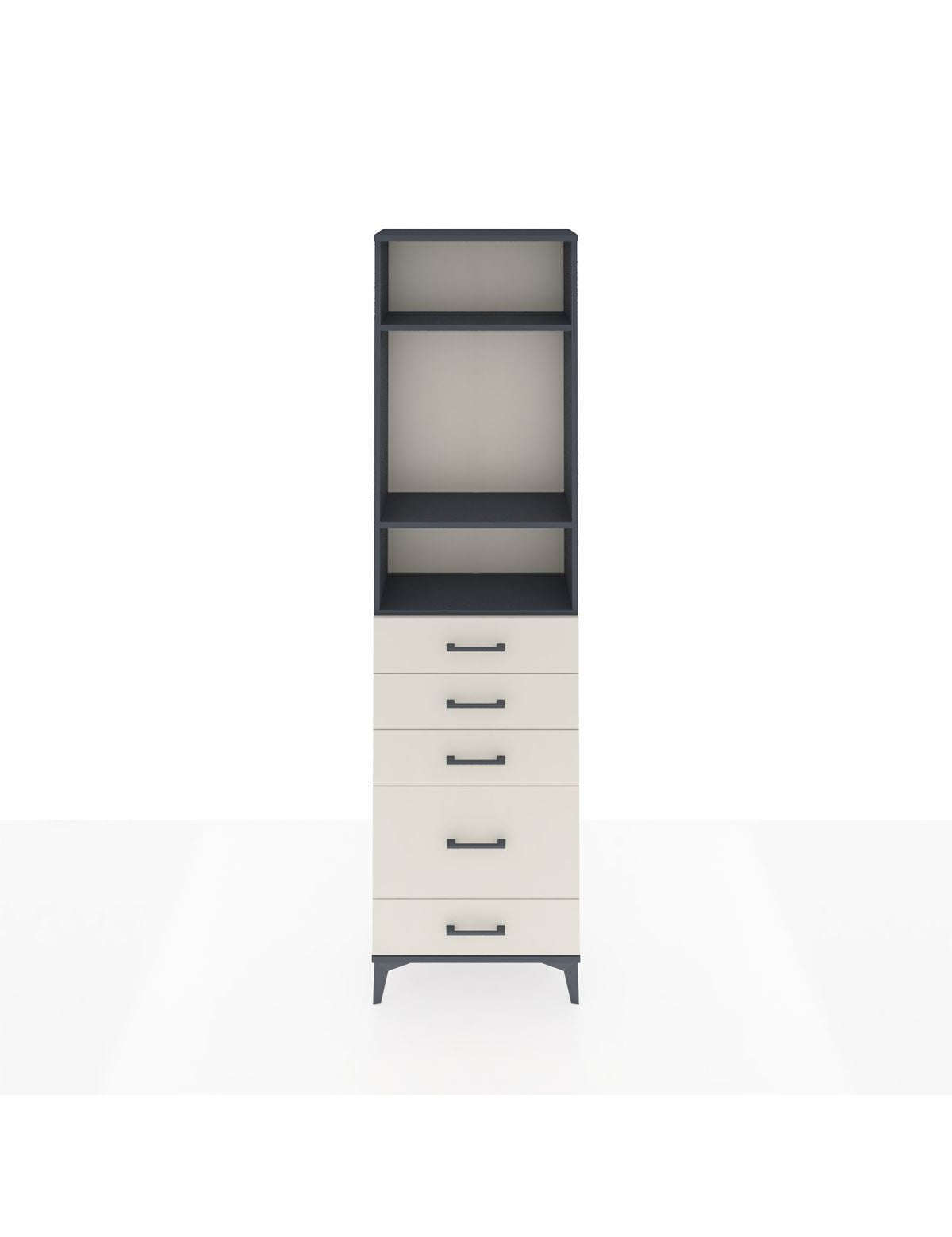 Arges Dolap 3 Raflı 5 Çekmeceli 60x30x221 Antrasit-Aytaşı